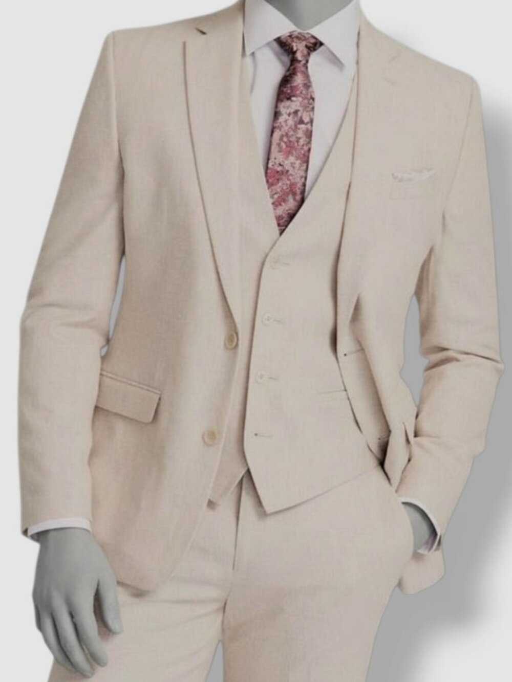 Bar III Men's Tan Slim-Fit Cotton Stretch Solid Suit Jacket 38L